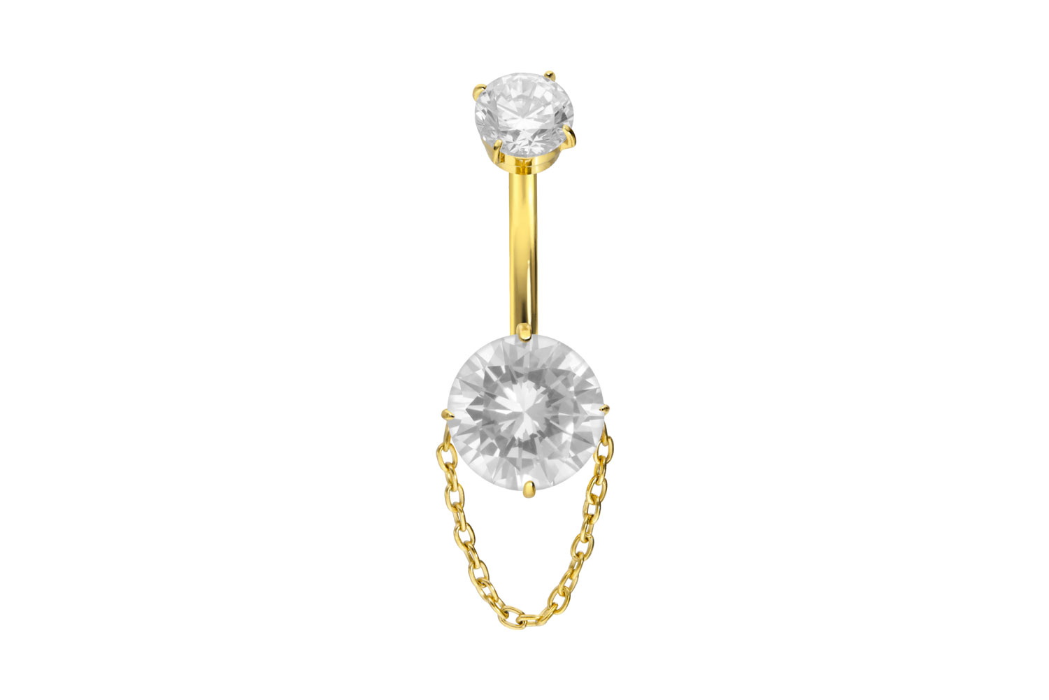 Titan Bananabell Piercing mit Innengewinde EINGEFASSTE KRISTALLE + KETTE